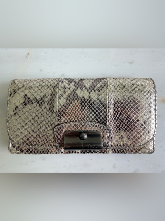 Coach Handbags - Coach Python Silver Flap Wallet